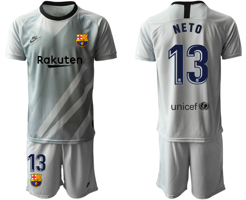 Men 2020-2021 club Barcelona grey goalkeeper #13 Soccer Jerseys1